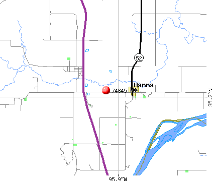 Hanna, OK (74845) map
