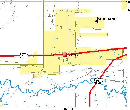 Fanshawe, OK (74935) map