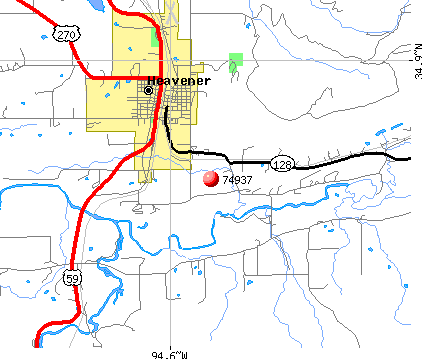 Heavener, OK (74937) map