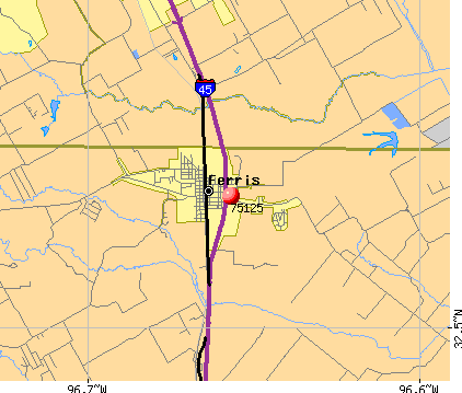 Ferris, TX (75125) map