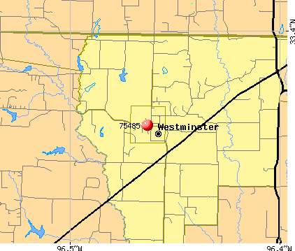 Westminster, TX (75485) map