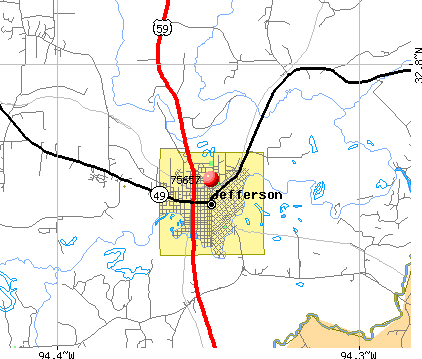 Jefferson, TX (75657) map