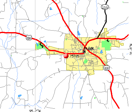 Rusk, TX (75785) map