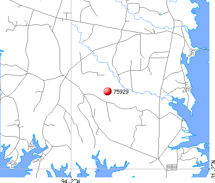 Broaddus, TX (75929) map