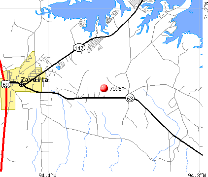 Zavalla, TX (75980) map
