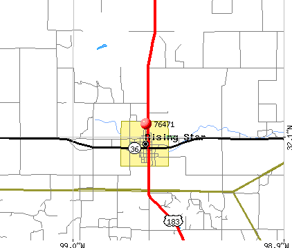Rising Star, TX (76471) map