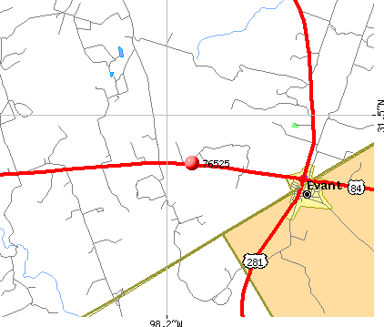 Evant, TX (76525) map