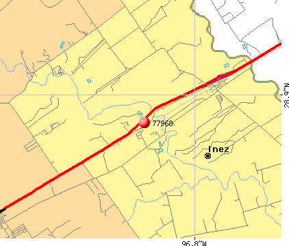 Inez, TX (77968) map