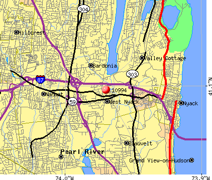 Nyack New York. West Nyack, NY (10994) map