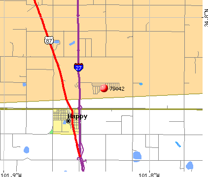 Happy, TX (79042) map