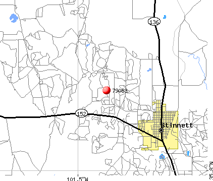 Stinnett, TX (79083) map