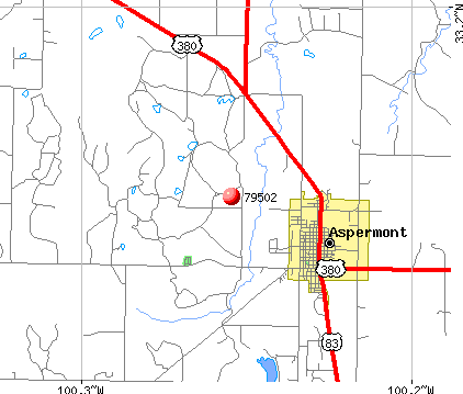 Aspermont, TX (79502) map