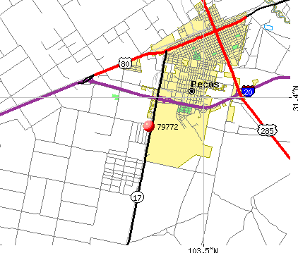 Pecos, TX (79772) map
