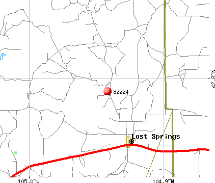 Lost Springs, WY (82224) map