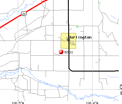 Burlington, WY (82411) map