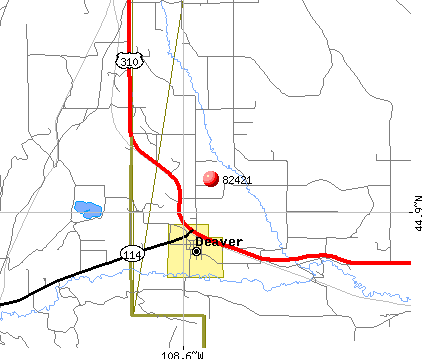Deaver, WY (82421) map