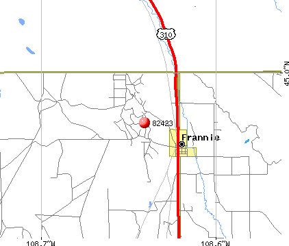 Frannie, WY (82423) map