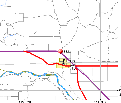 Bliss, ID (83314) map