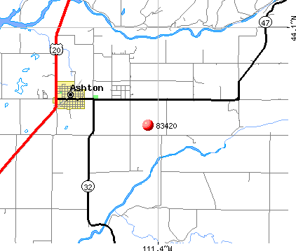 Ashton, ID (83420) map