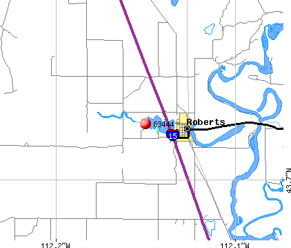 Roberts, ID (83444) map