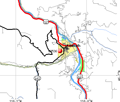Kamiah, ID (83536) map