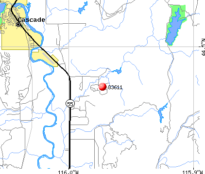 Cascade, ID (83611) map