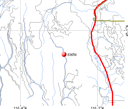 New Meadows, ID (83654) map