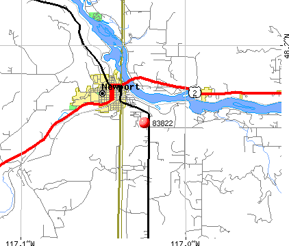 Oldtown, ID (83822) map