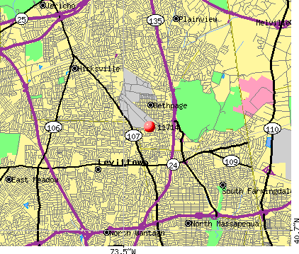 Bethpage, NY (11714) map. Nearest zip codes: 11756, 11804, 11803, 11801, 
