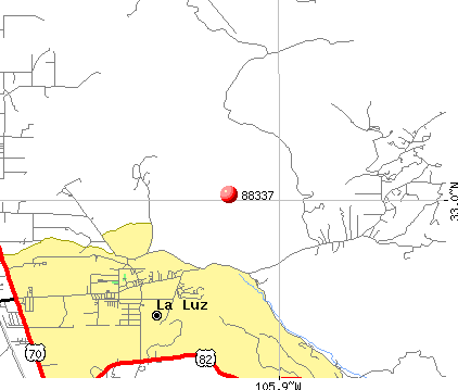 La Luz, NM (88337) map