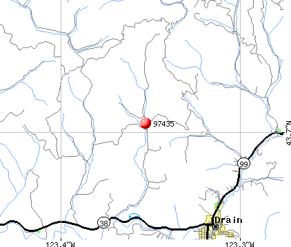 Drain, OR (97435) map