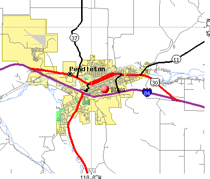 Pendleton, OR (97801) map