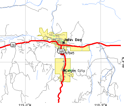 John Day, OR (97845) map