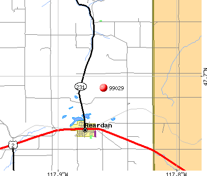 Reardan, WA (99029) map