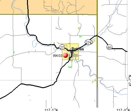 Tekoa, WA (99033) map
