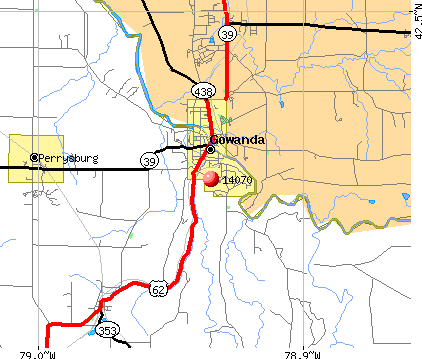 Gowanda, NY (14070) map