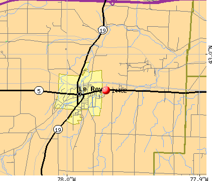 Le Roy, NY (14482) map