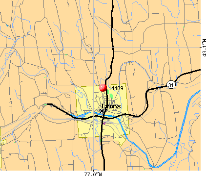 Lyons, NY (14489) map