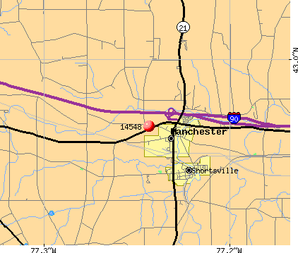 Shortsville, NY (14548) map