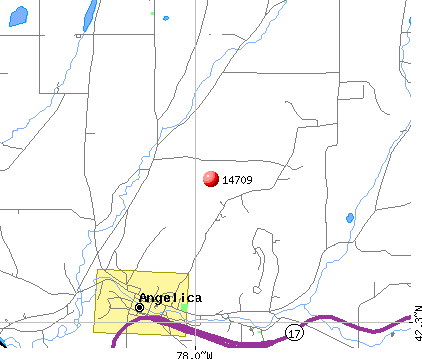 Angelica, NY (14709) map