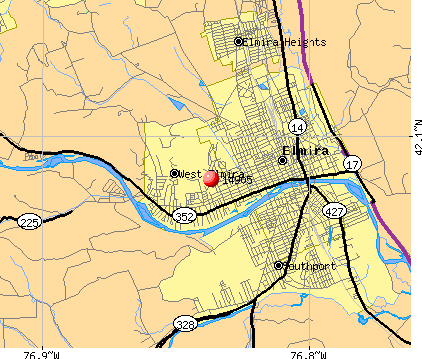 West Elmira, NY (14905) map