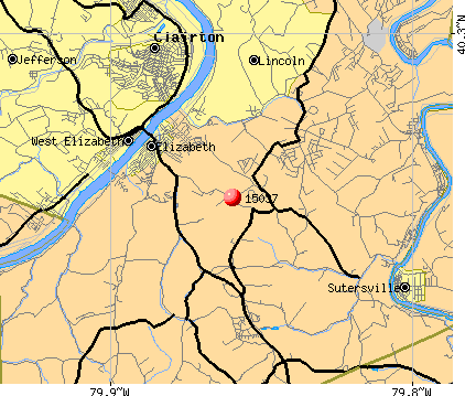 Elizabeth, PA (15037) map
