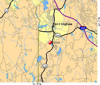 Bellingham, MA (02019) map