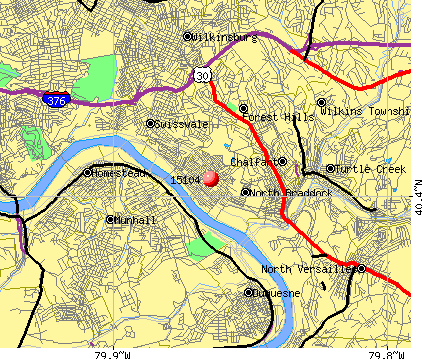 Braddock, PA (15104) map