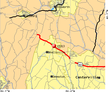 Beallsville, PA (15313) map