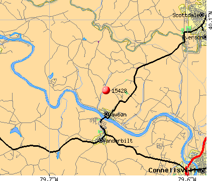 Dawson, PA (15428) map