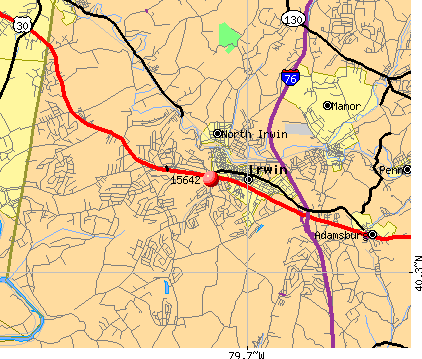 Irwin, PA (15642) map