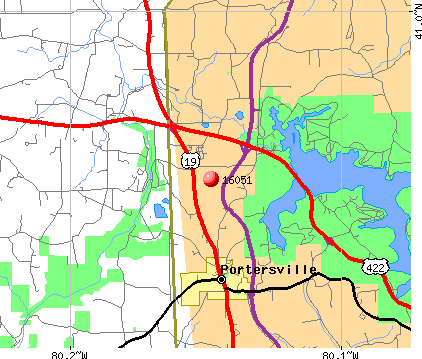 Portersville, PA (16051) map