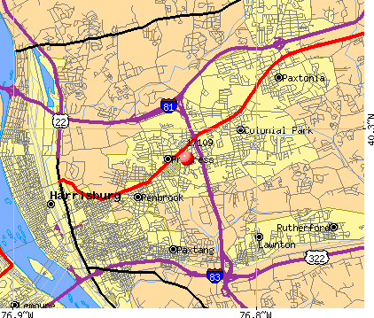 Colonial Park, PA (17109) map