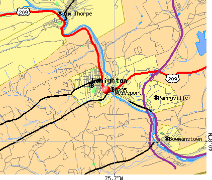 Weissport East, PA (18235) map